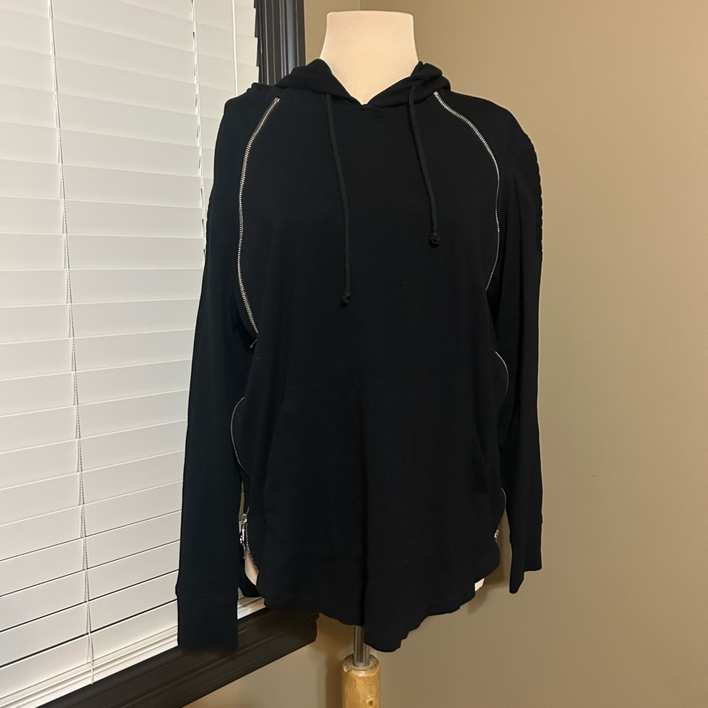 Men's Black Hoodie Jacket Zippers on both Sides